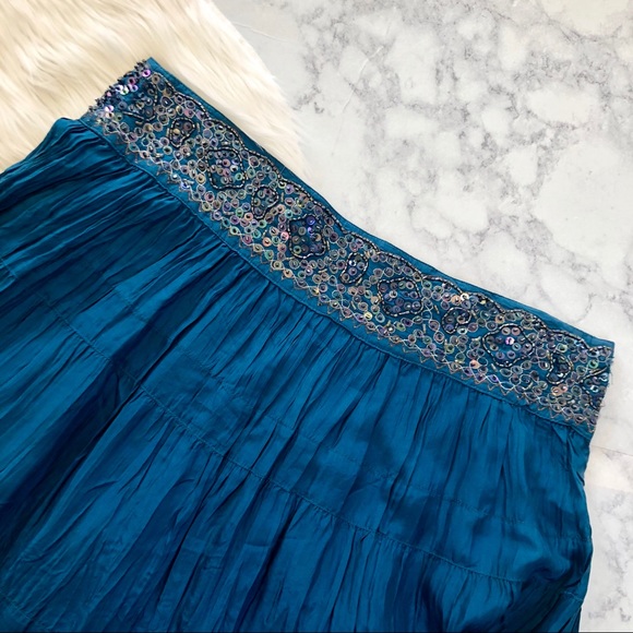 B C B G M A X A Z R I A : Teal Embellished Skirt - Picture 2 of 8